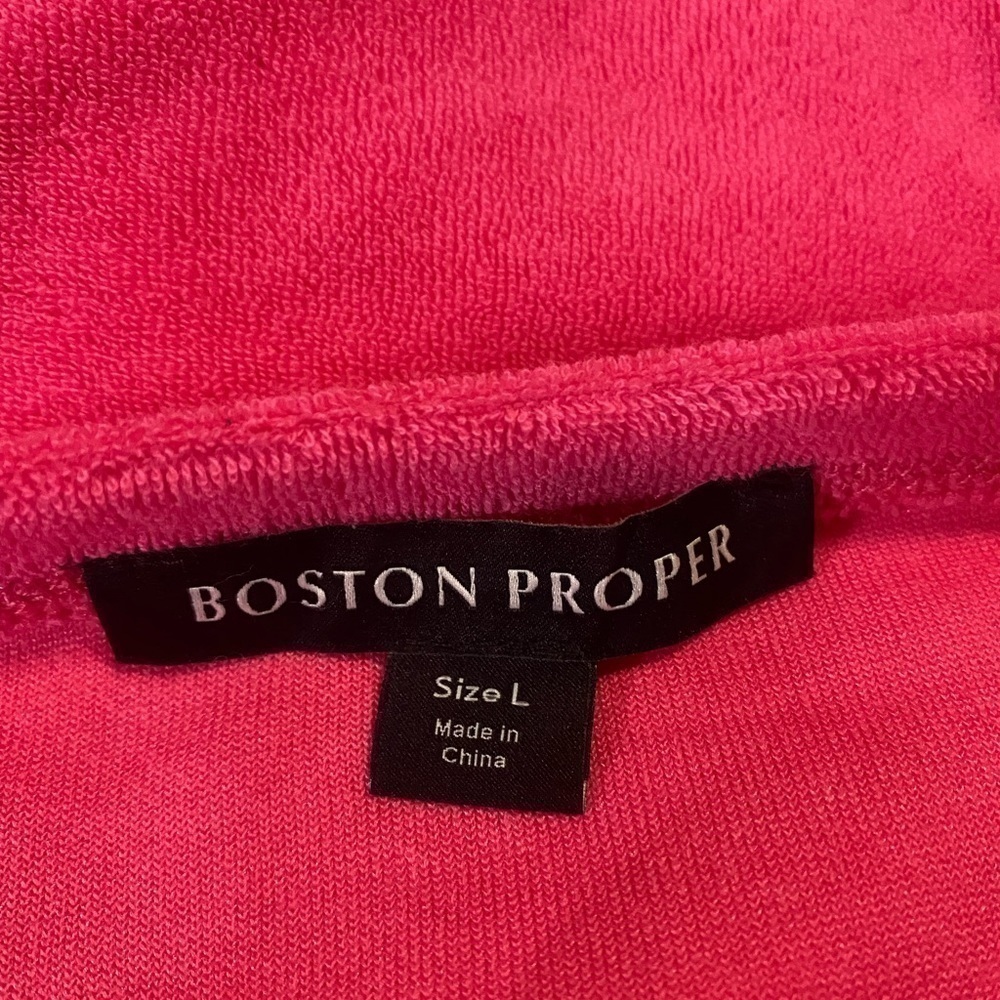Boston Proper Terry Cloth Hot Pink Pull Over Sweater - Picture 4 of 9